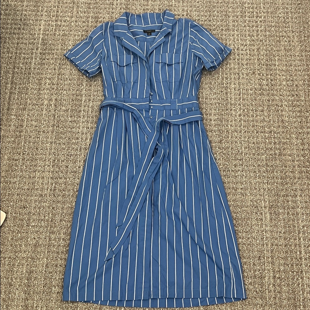 J. Crew Striped Belted Shirtdress